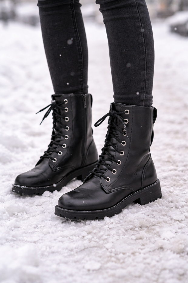 Halbhohe Schnürstiefel im Militärstil für Damen - Mel