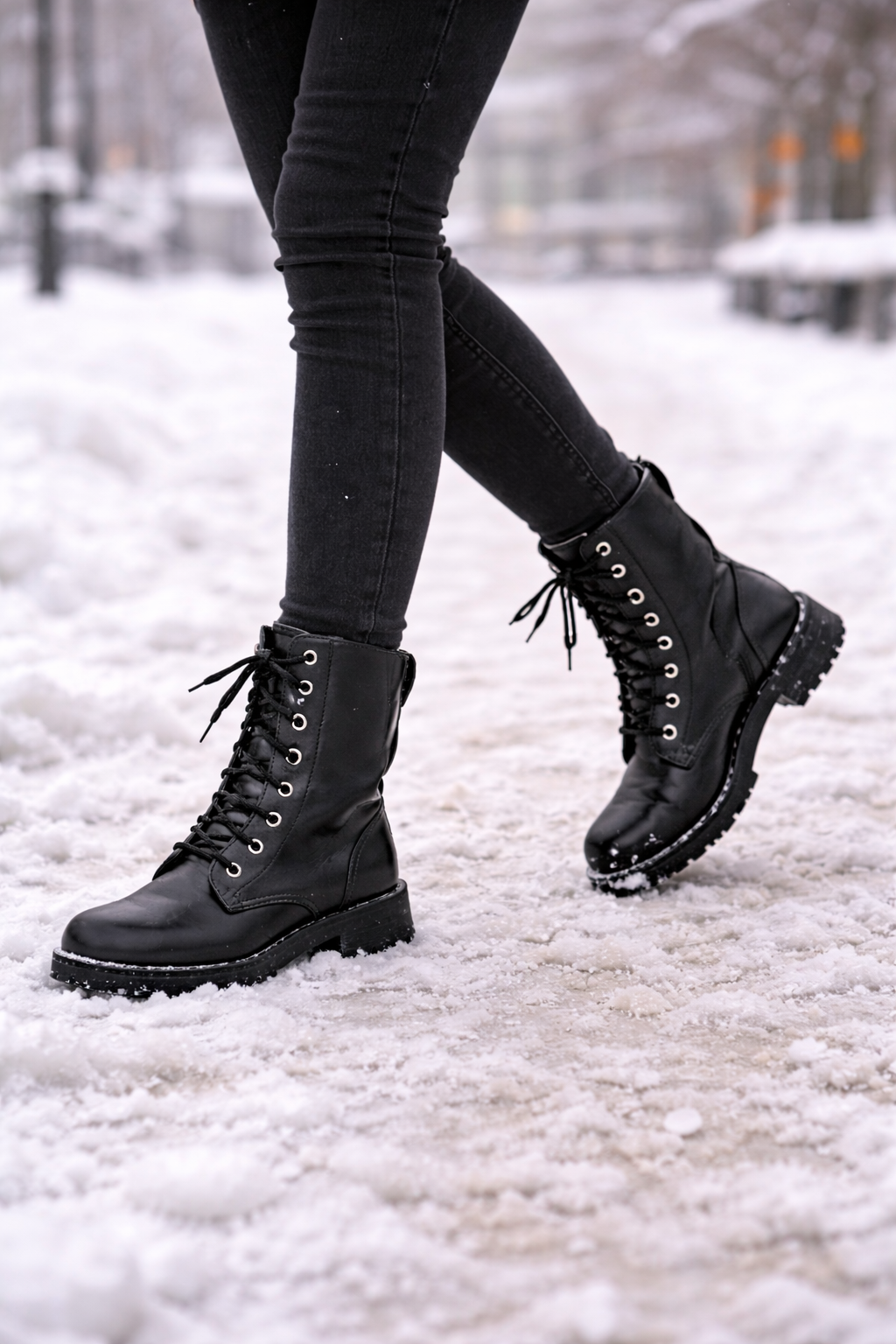 Halbhohe Schnürstiefel im Militärstil für Damen - Mel