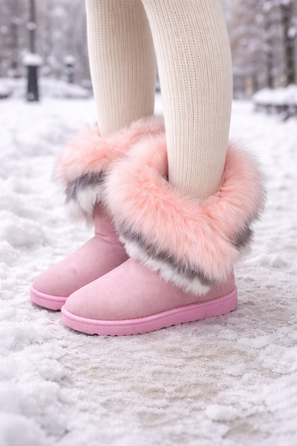 Modische Schneestiefel für Damen mit flauschiger Oberfläche - Yina