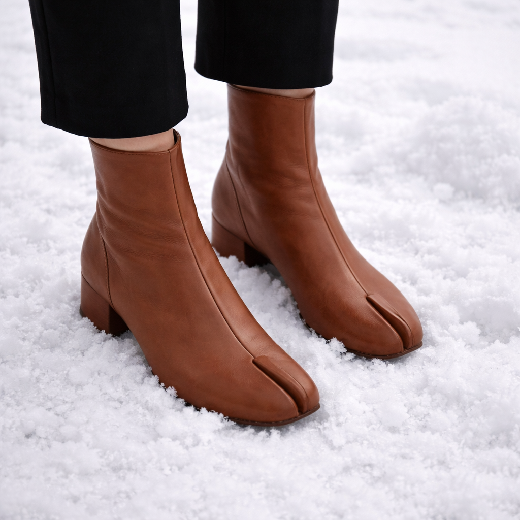 Damenstiefelette mit geteilter Spitze und Absatz - Yalneth