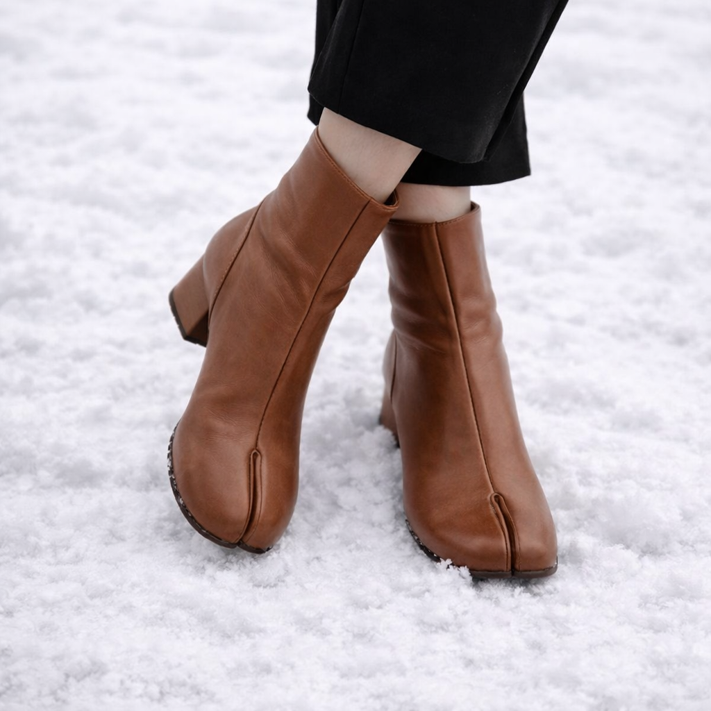Damenstiefelette mit geteilter Spitze und Absatz - Yalneth