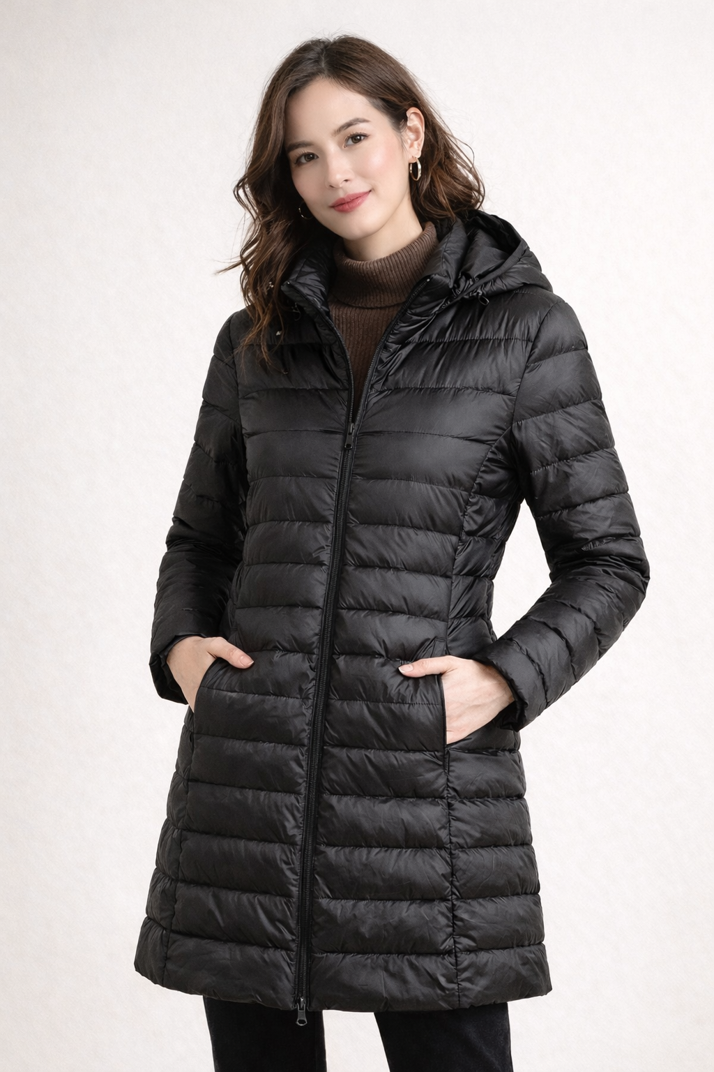 Lange Damenjacke mit Kapuze - Freja