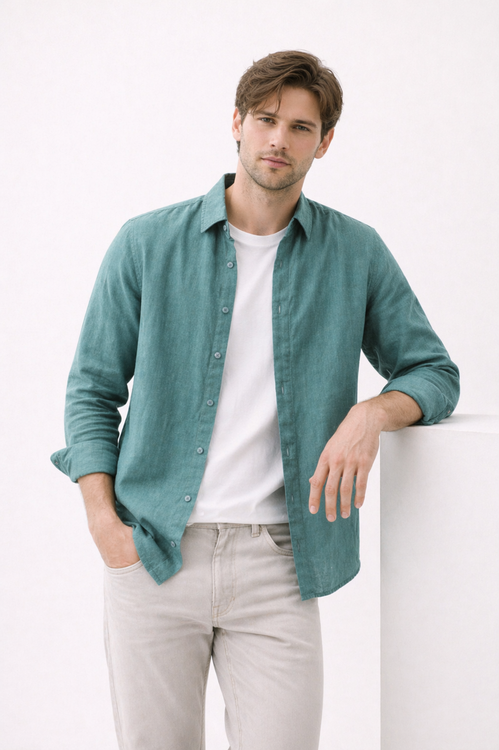 Herren Langarm Leinenhemd Sommer - Harry
