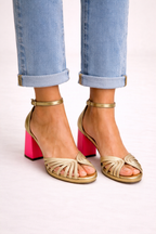 Damensandalen mit offenen Riemen und breitem Absatz - Apolline