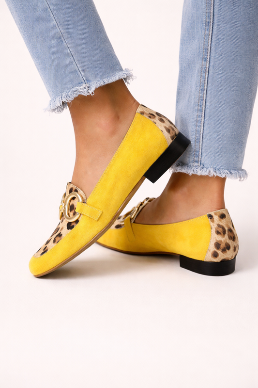 Mocassins pour femme avec détails animaliers et bordures métalliques - Aurélie