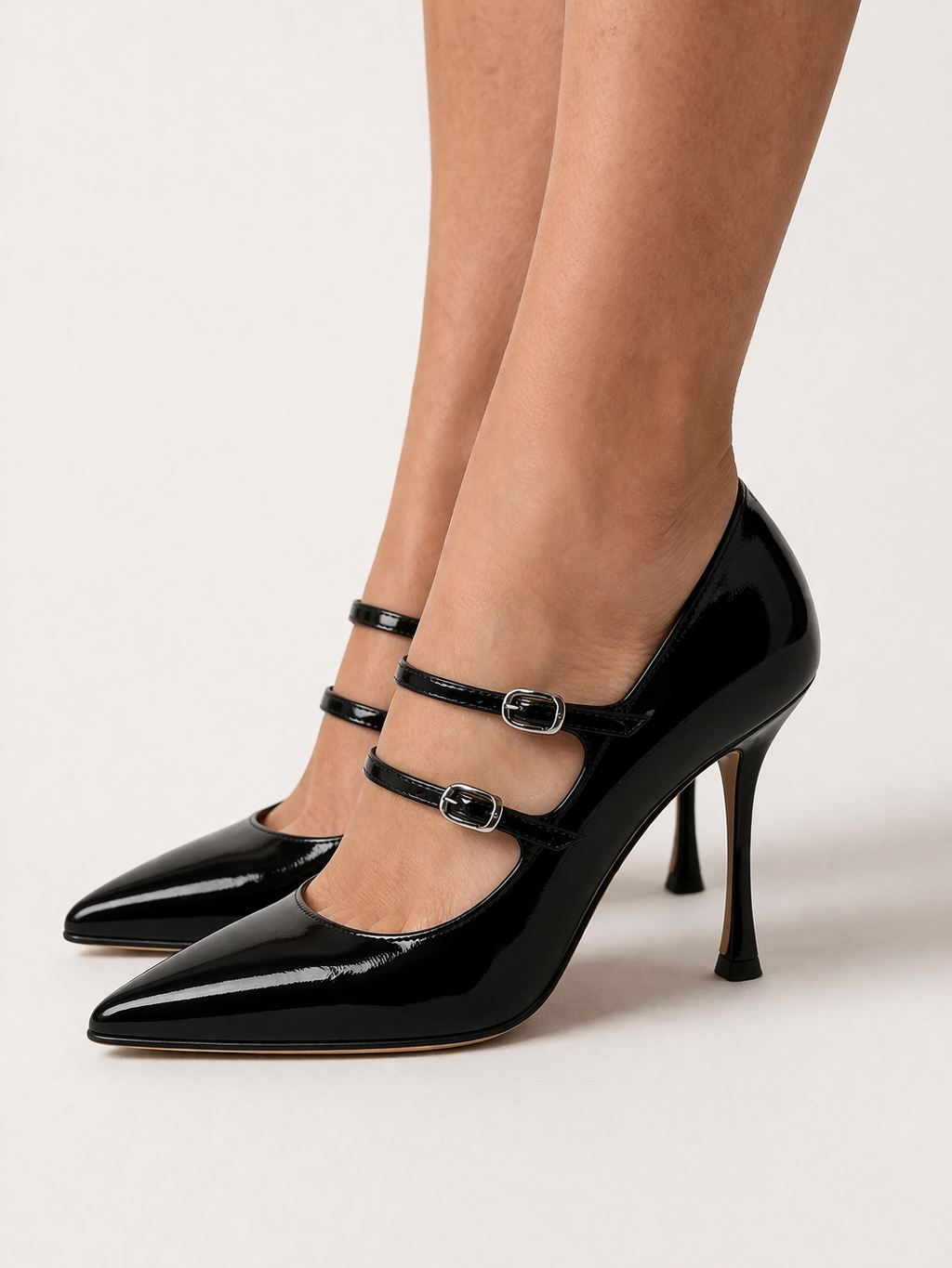 Damenschuhe mit doppeltem Riemen und feinem Absatz - Séraphine