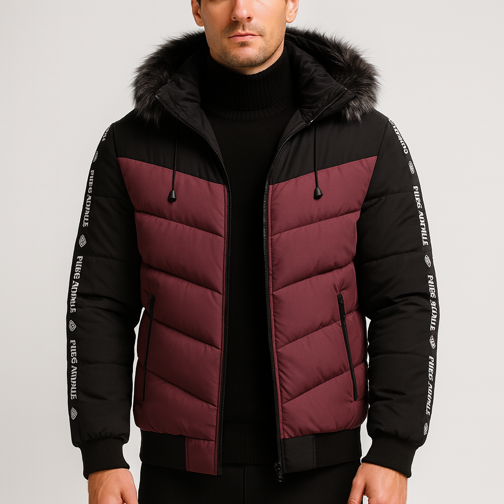 Herren Steppjacke mit Kunstfellkapuze - Elian