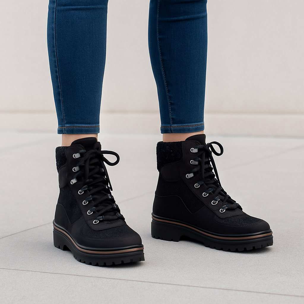Damenstiefel mit verstärkter Struktur und Schnürung vorne - Ismarie