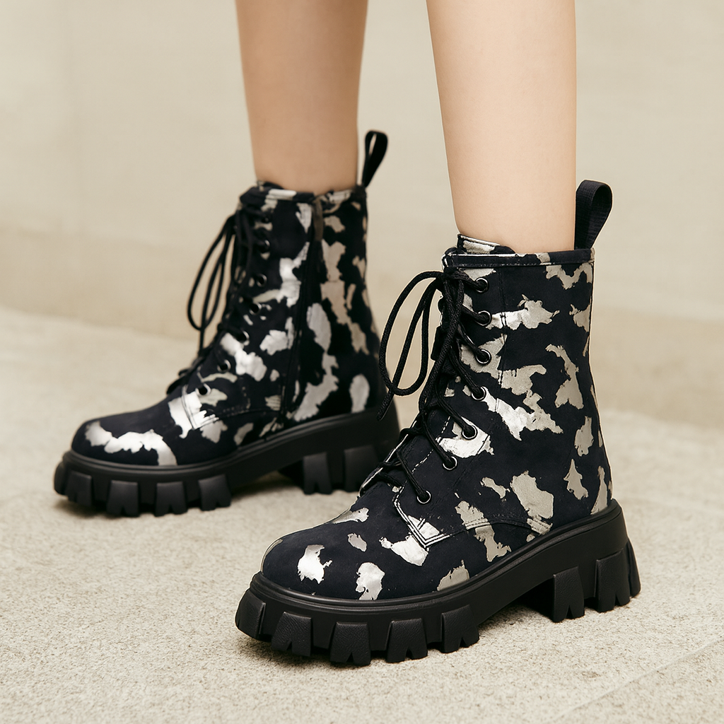 Militärstiefel für Frauen mit künstlerischem Effekt - Ysia