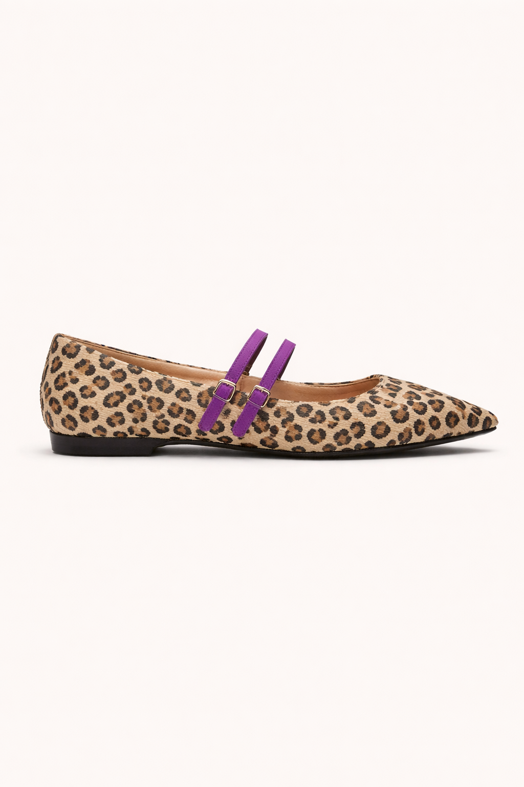 Ballerinas Damen Ballerina flach mit Leopardenmuster Riemen - Rivena