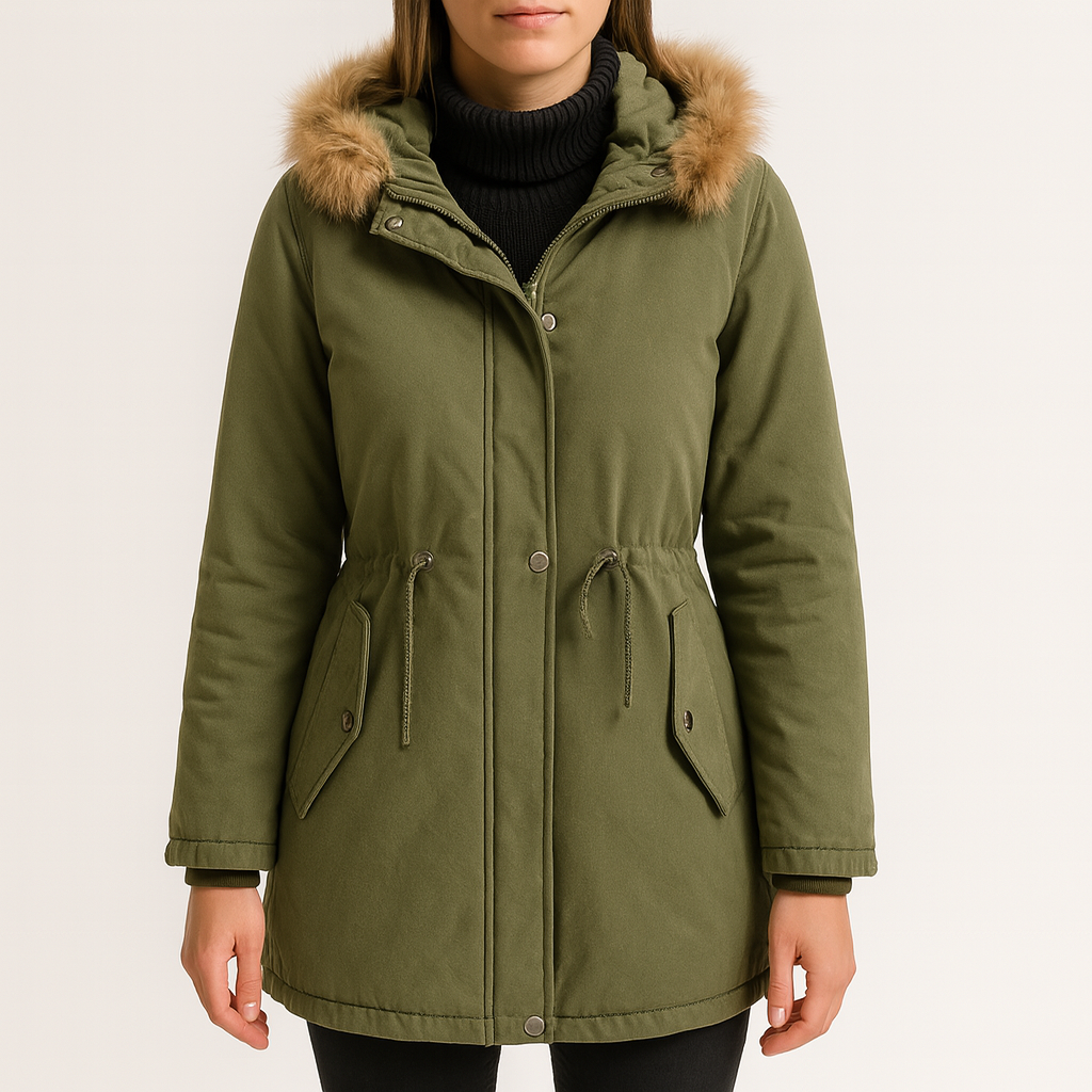 Damen Steppjacke mit Kunstfellkapuze - Doriana