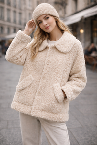 Damenmantel mit Fleece-Effekt im entspannten Winterstil - Mimiko