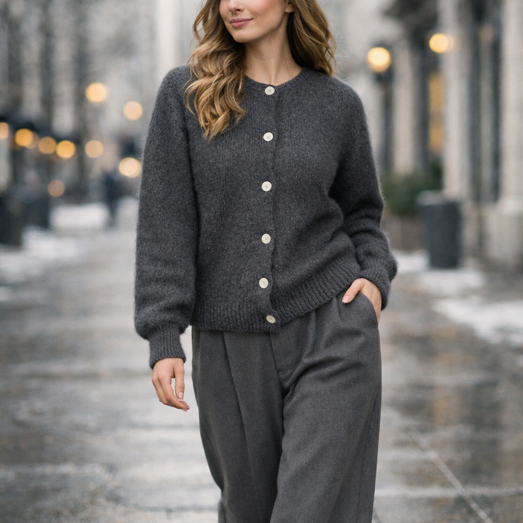 Damen Strickjacke klassisch lose Silhouette - Annika