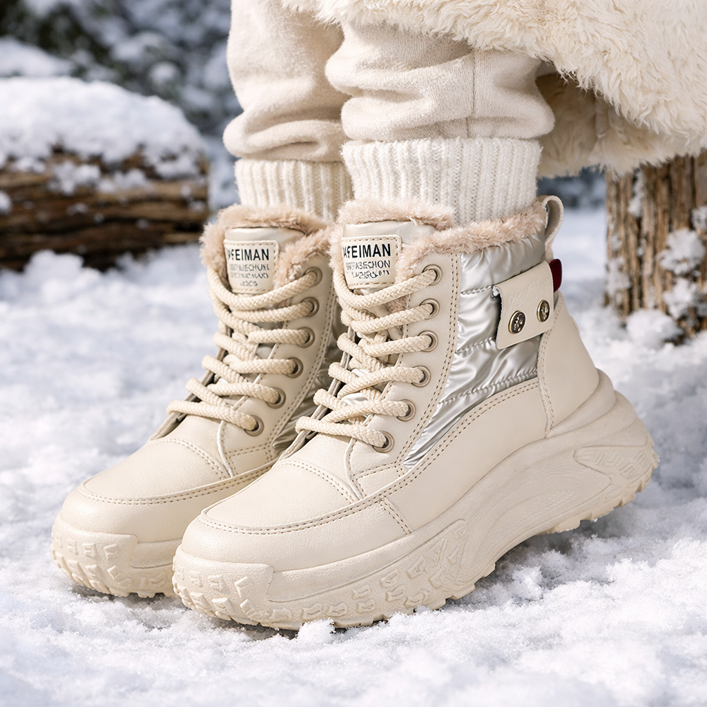 Hohe Damenstiefel mit Thermofutter und erhöhter Sohle - Mirelda