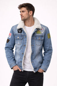 Herren Jeansjacke mit gefüttertem geradem Schnitt - Darnel