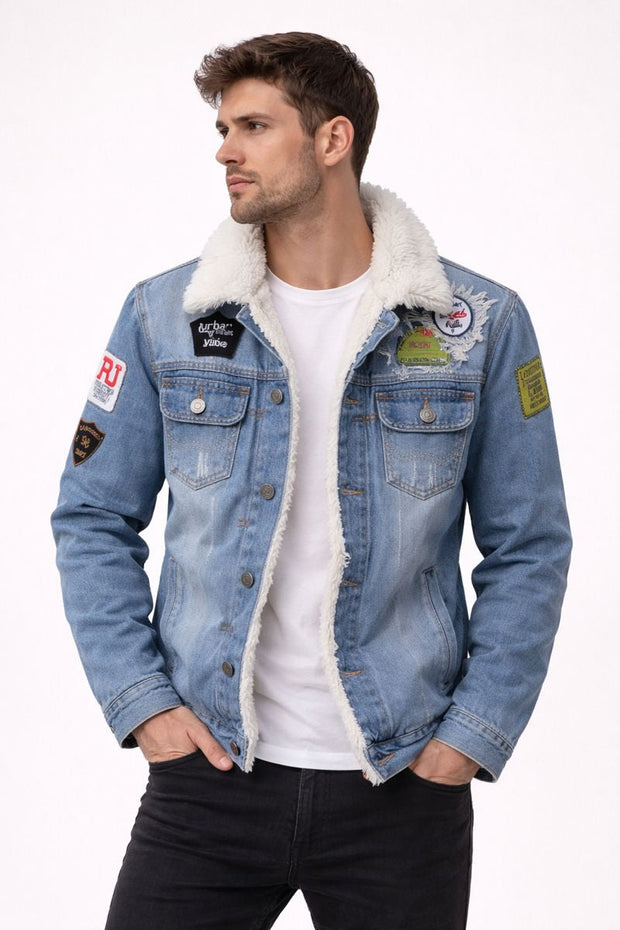 Herren Jeansjacke mit gefüttertem geradem Schnitt - Darnel