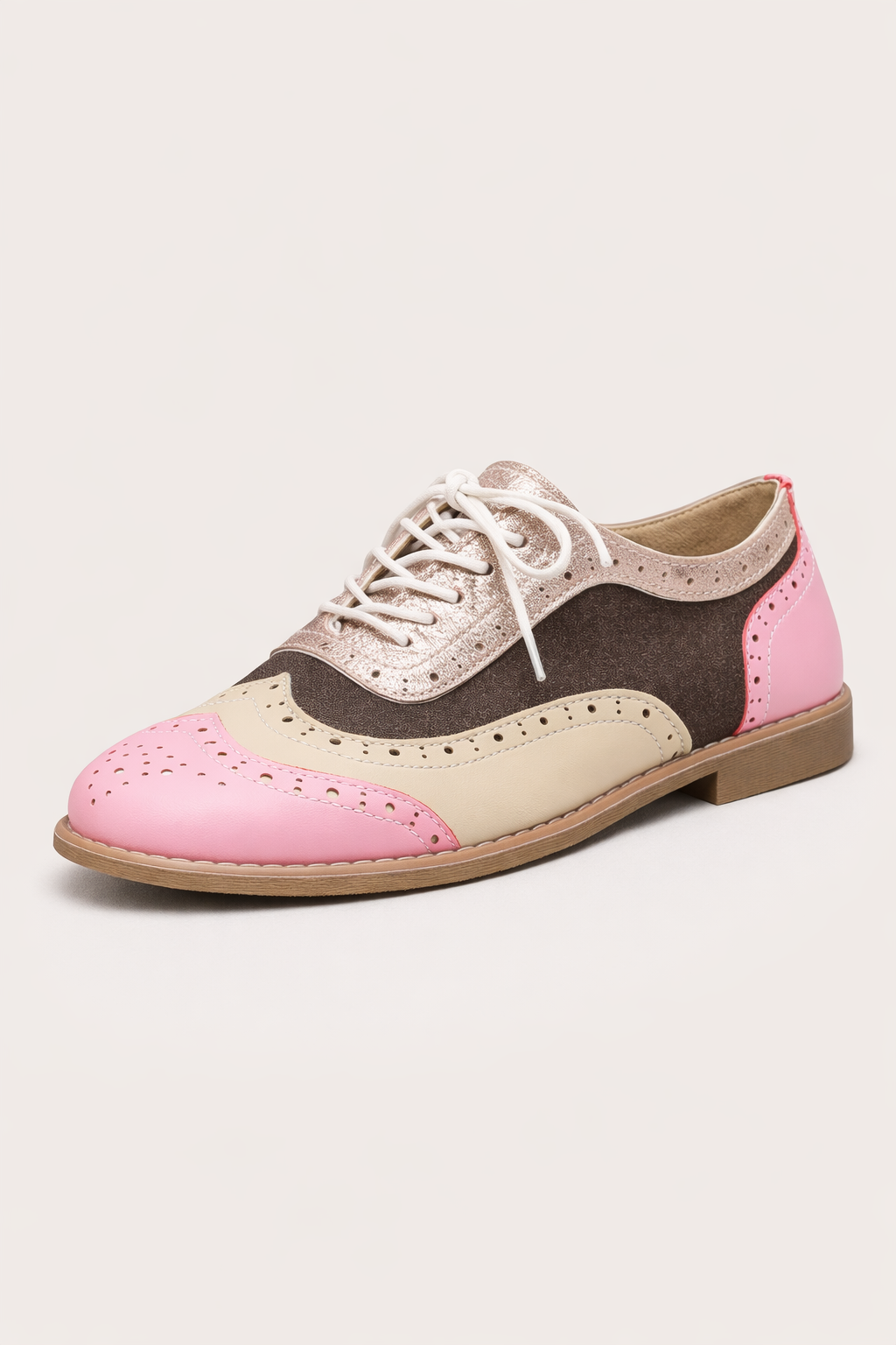 Mehrfarbiger Oxford-Schuh für Damen mit glänzender Oberfläche - Aurora
