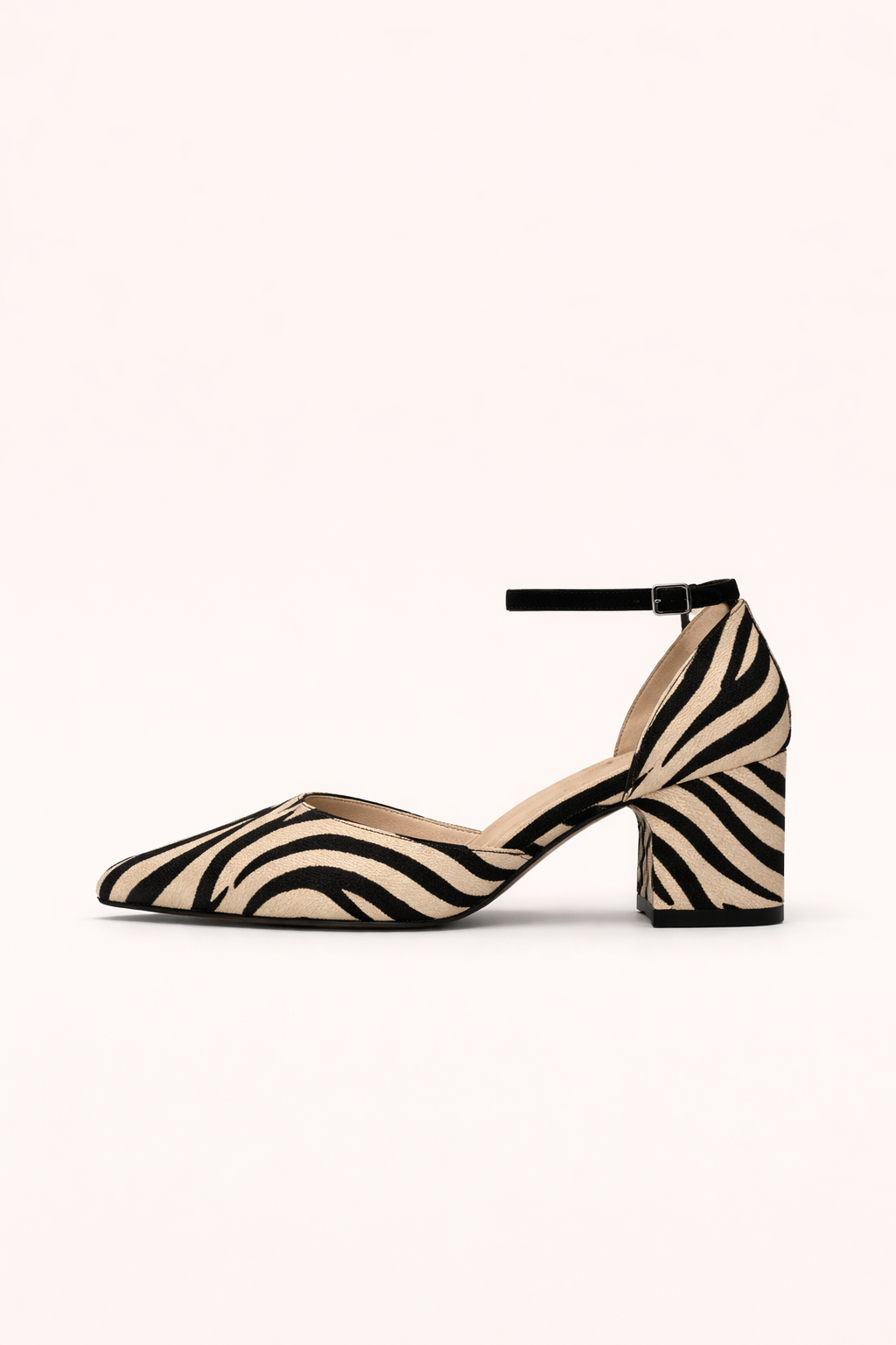 Damen Schuhe mit mittlerem Absatz und feinem Zehendruck gestreiftes Fesselriemchen - Lurema
