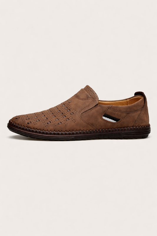 Chaussures à enfiler en cuir perforé pour hommes - Dalton