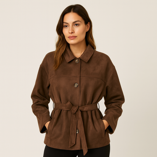 Damenjacke aus Wildleder mit Gürtel - Avelise