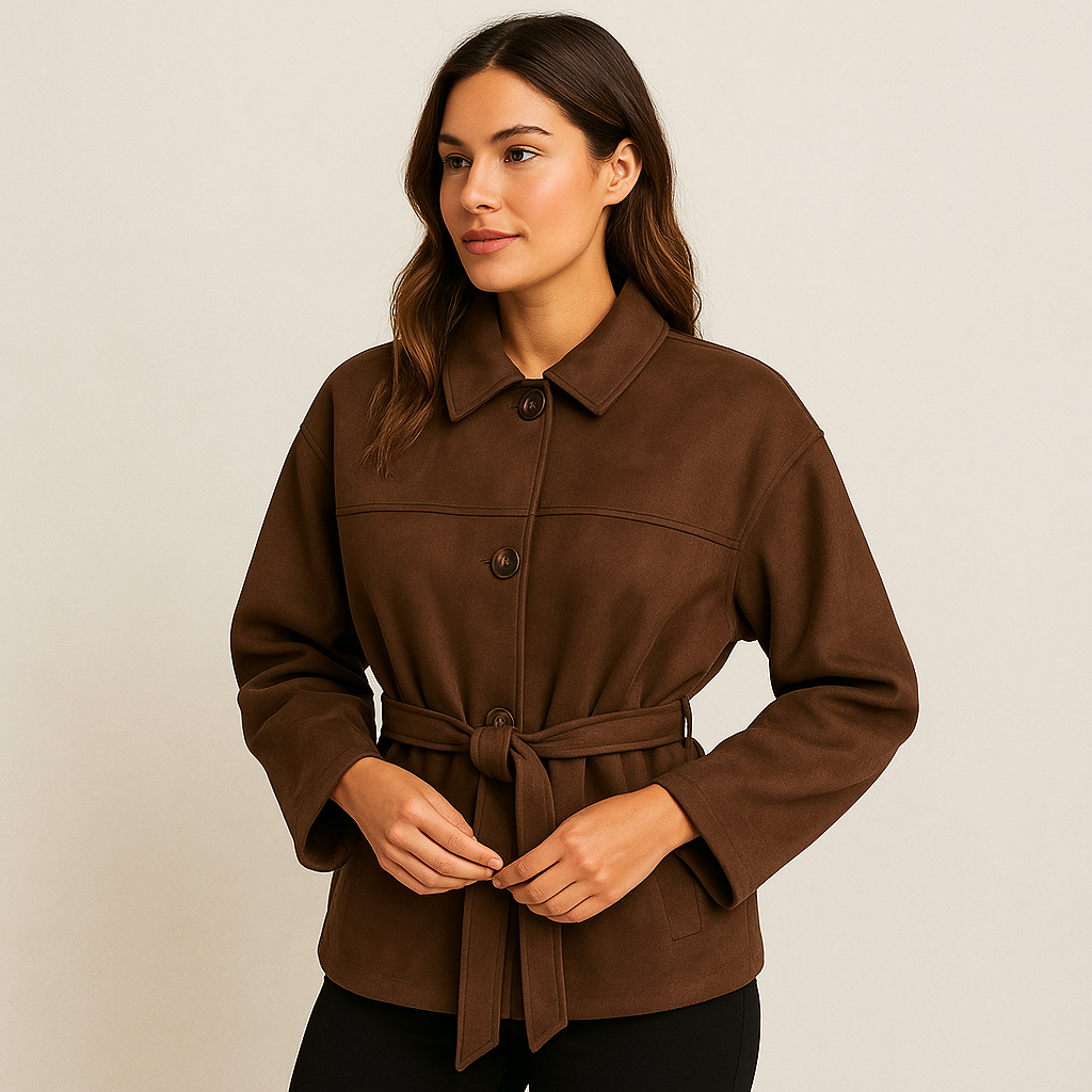Damenjacke aus Wildleder mit Gürtel - Avelise