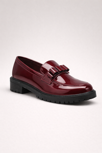 Glänzende rote Damen Slipper aus Lackleder mit dicken Sohlen - Victoria