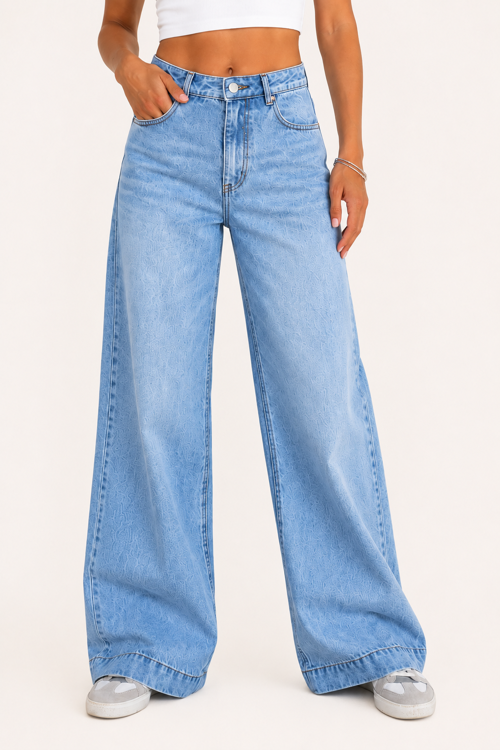 Damenjeans mit hoher Leibhöhe und weitem Bein – Mileidy