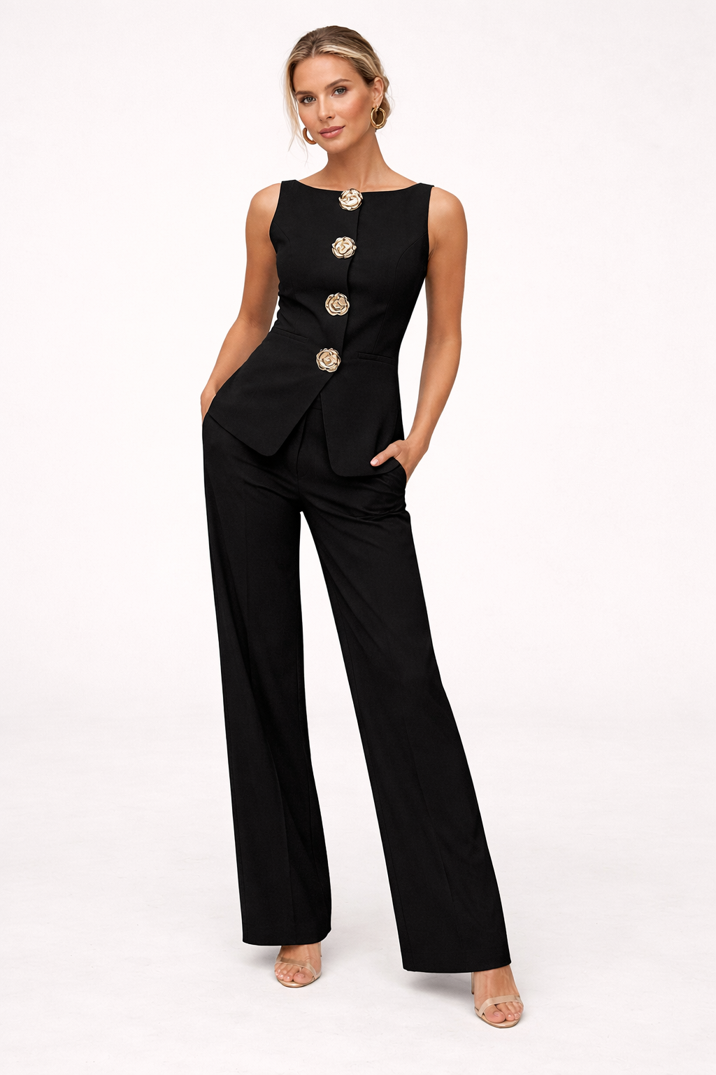 Set aus ärmellosem Oberteil und weiter Hose für Frauen - Elira