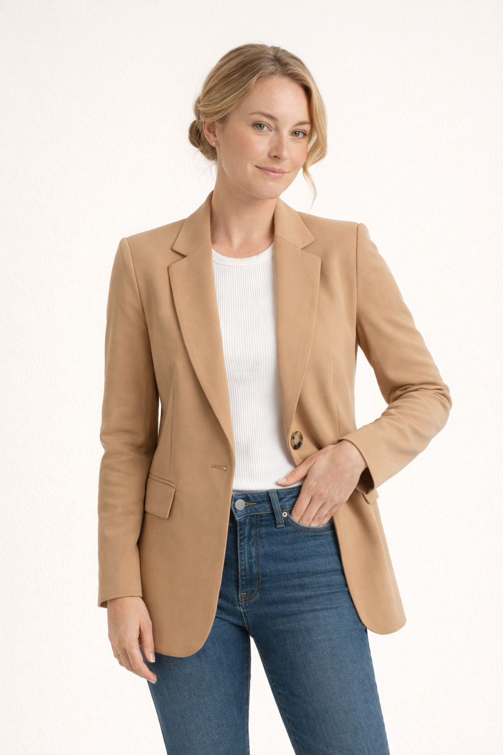 Klassischer Damenblazer mit Revers und Knopf - Irmina