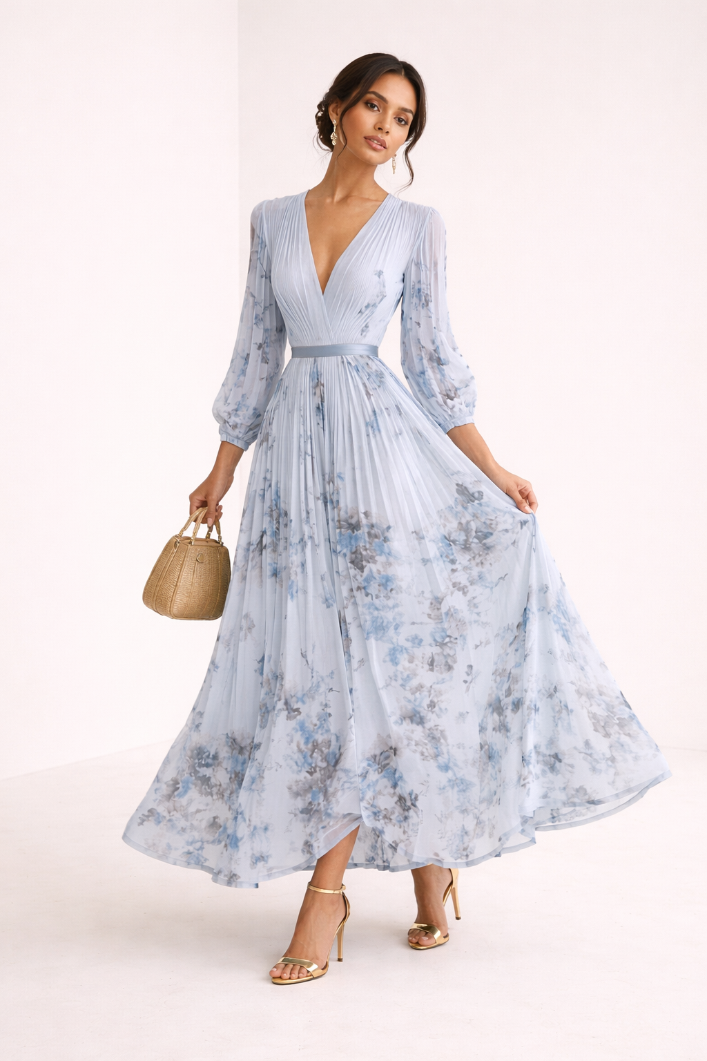 Langes Partykleid mit Blumenmuster für Frauen - Beatrice