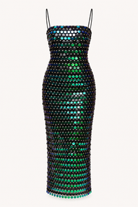 Elegantes Midi-Cocktailkleid mit glänzender Oberfläche - Senta