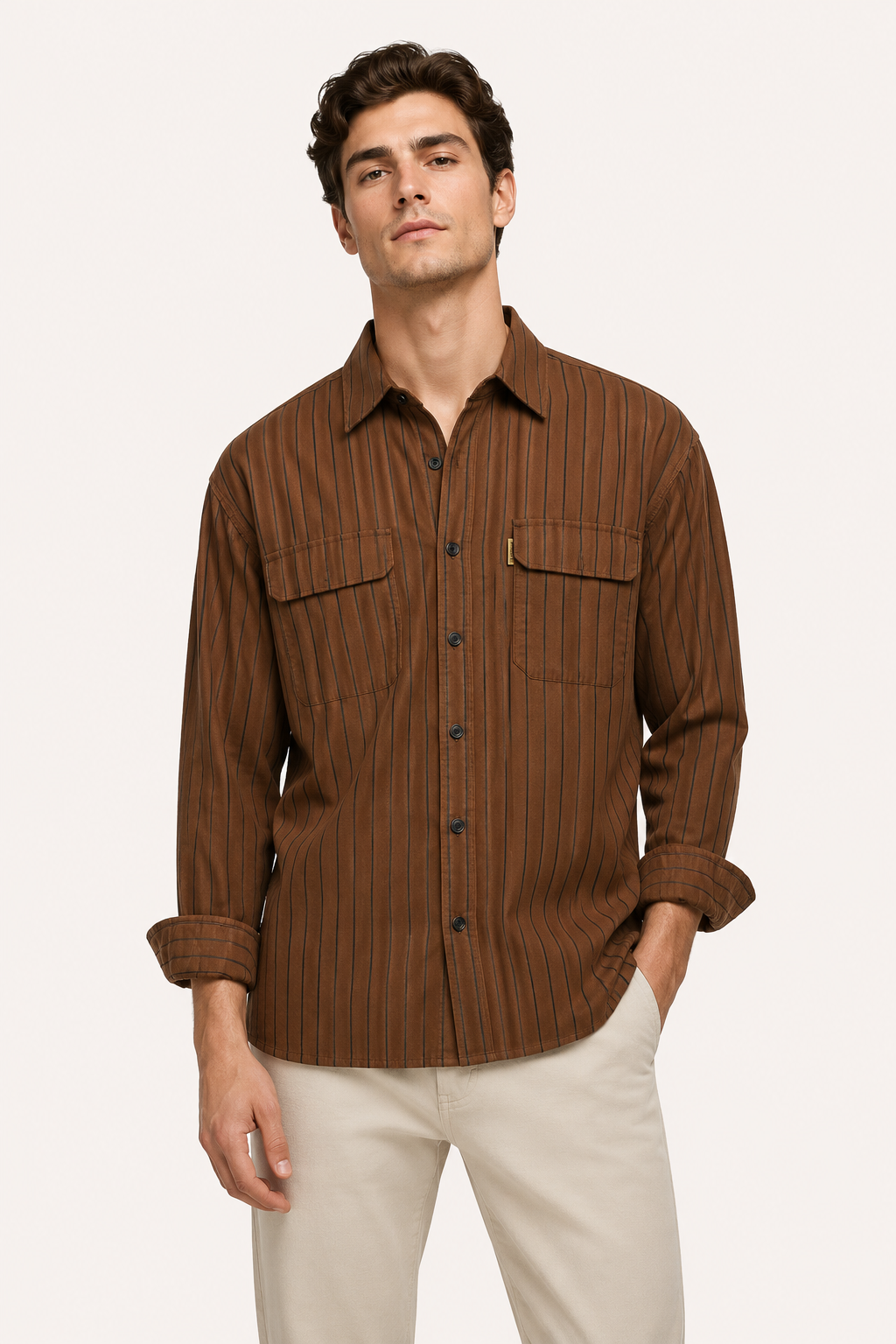 Langärmeliges gestreiftes Hemd im mediterranen Stil für Herren - Kilian
