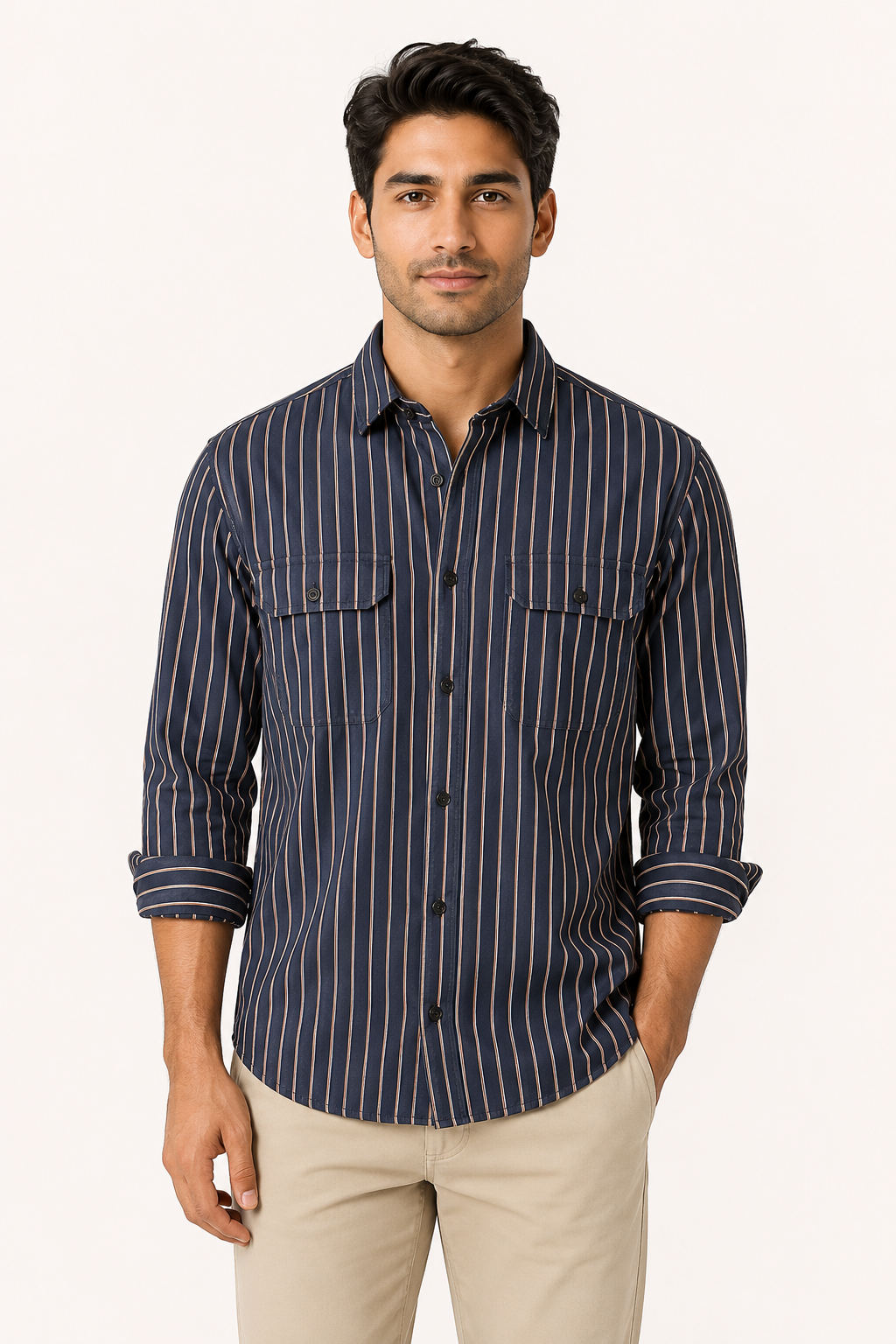 Langärmeliges gestreiftes Hemd im mediterranen Stil für Herren - Kilian