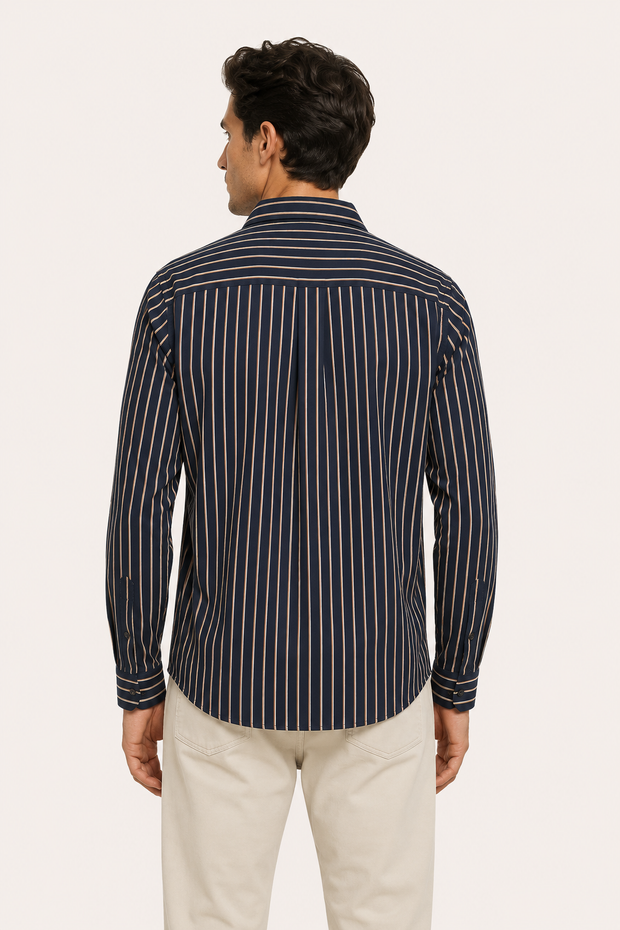 Langärmeliges gestreiftes Hemd im mediterranen Stil für Herren - Kilian