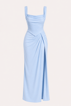 Langes Blumenkleid für Damen mit Schlitz, ideal für Hochzeiten – Lena