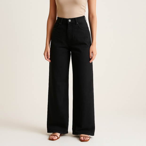 Pantalon large à taille haute pour femmes - Savrelle