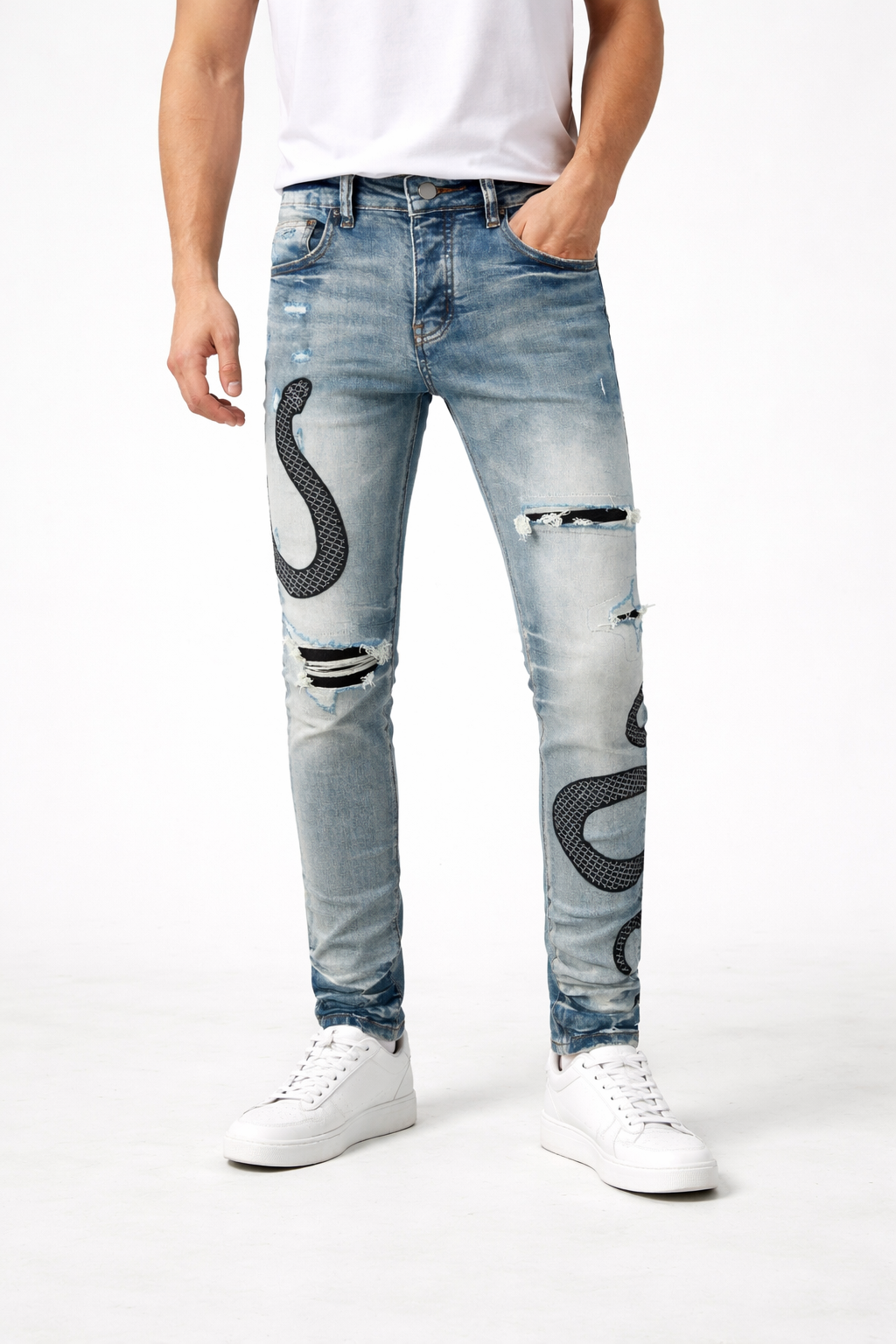 Skinny-Jeans mit Schlangenmuster - Eldric