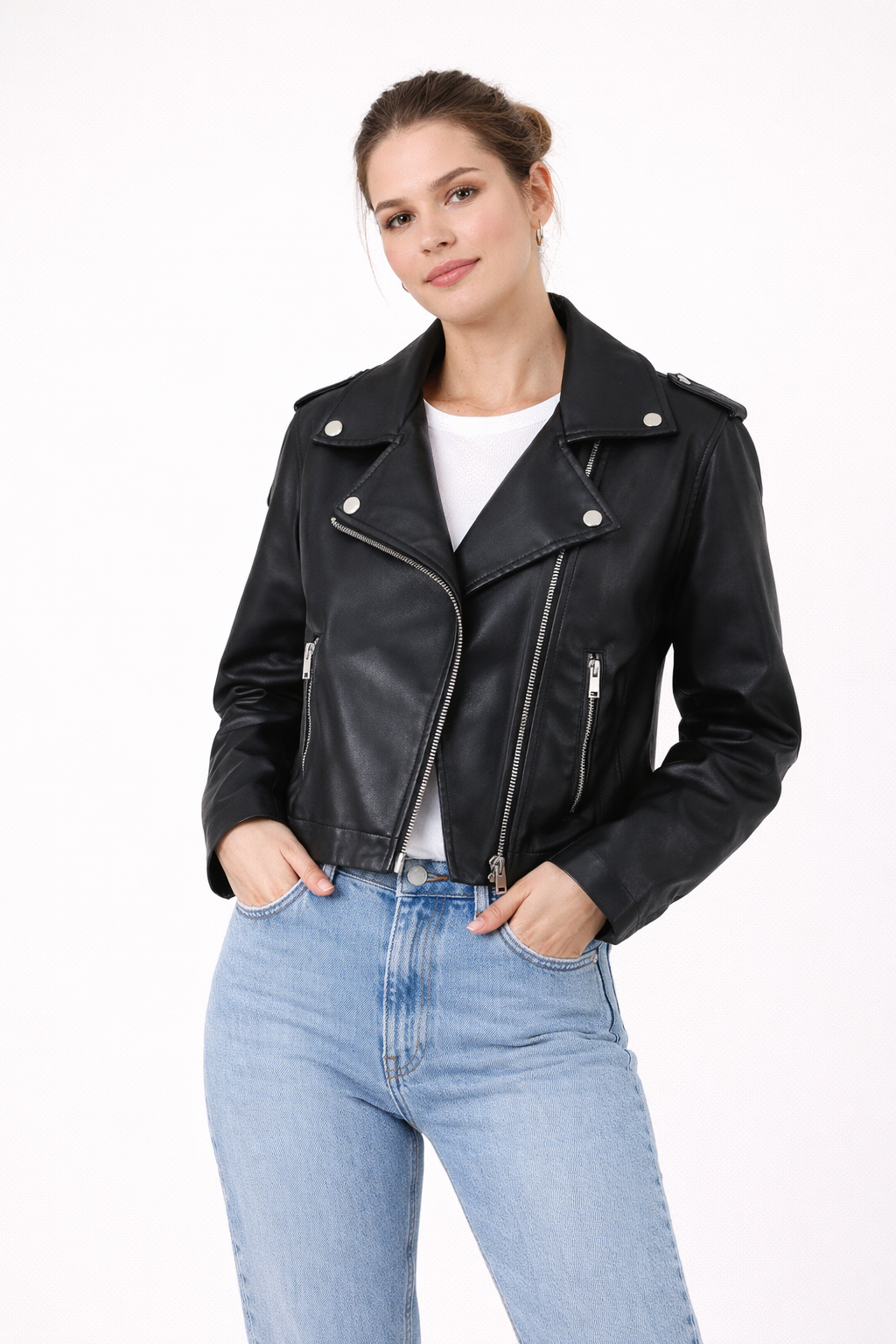 Damen Bikerjacke mit kurzem geradem Schnitt - Selmira