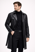 Lange elegante Herrenjacke in Lederoptik - Auren