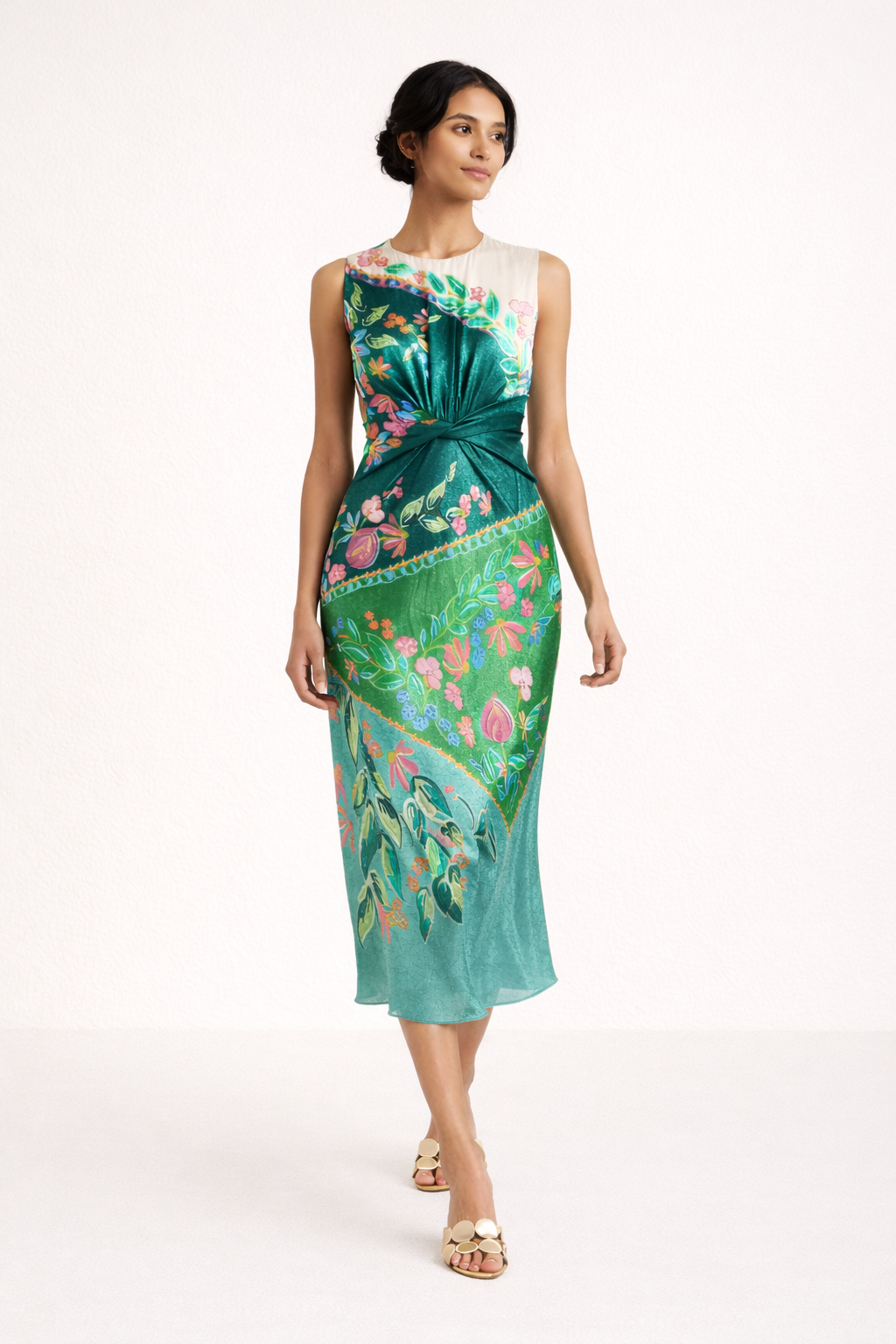 Damen ärmelloses ärmelloses Sommer Party Style bedrucktes Midi Kleid - Agnese