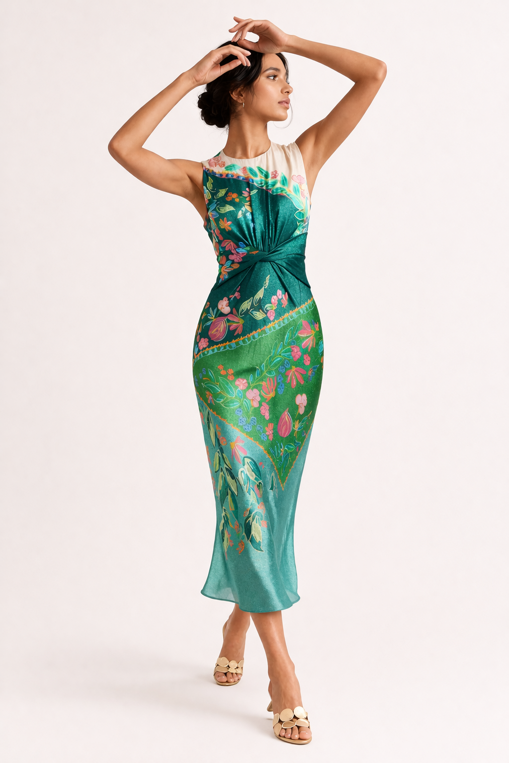 Damen ärmelloses ärmelloses Sommer Party Style bedrucktes Midi Kleid - Agnese