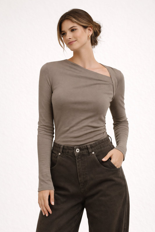 T-shirt en coton à coupe asymétrique pour femmes - Suria