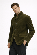 Herren Cordblazer mit Mao-Kragen und Pattentaschen - Mauro