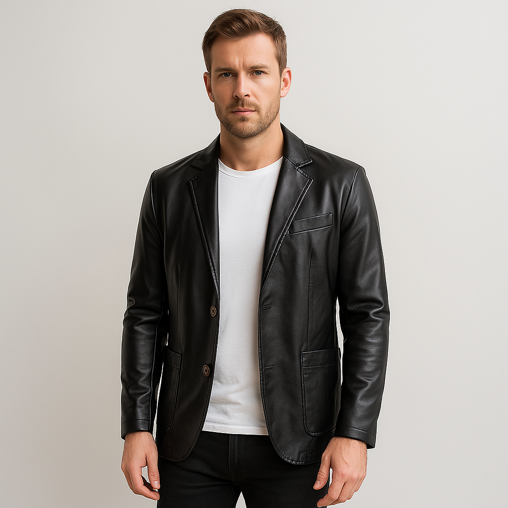 Herrenjacke mit Glattledereffekt - Maël