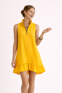 Damen kurzes ärmelloses Kleid mit Reißverschluss Ausschnitt Sommer lässigen Stil - Susanna