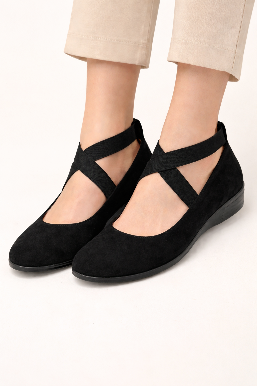 Damen Ballerina Schuhe mit gekreuzten Riemen - Xandra
