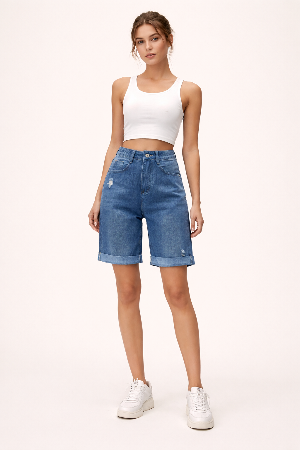 Ausgefranste Bermuda-Shorts mit Saum - Charlotte