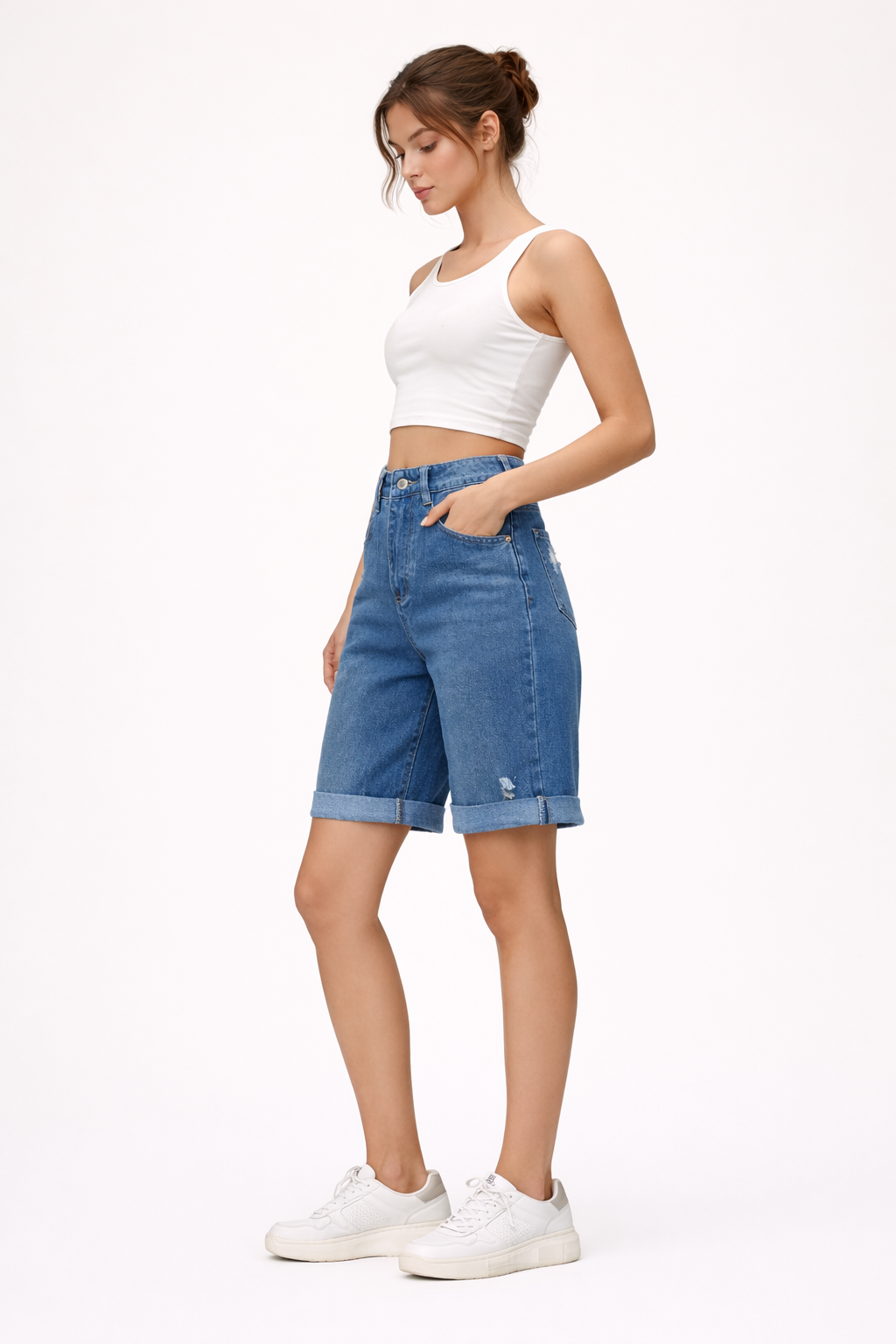 Ausgefranste Bermuda-Shorts mit Saum - Charlotte