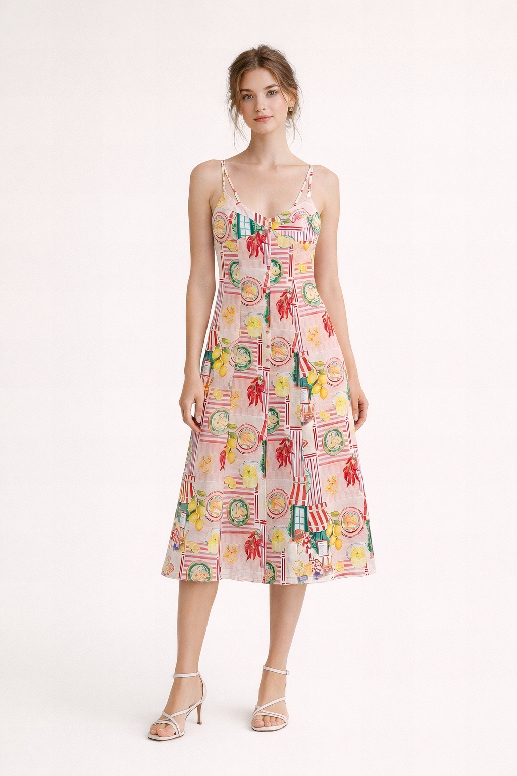 Frühlingshaftes Midikleid mit Kunstdruck - Bianca