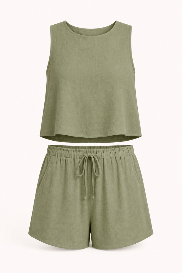 Ensemble d'été pour femmes, haut sans manches et short - Anika